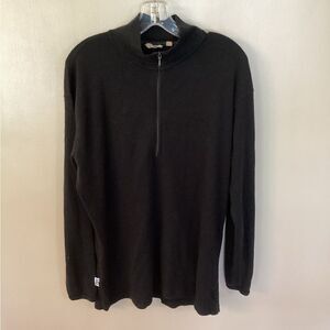 MINUS 33 MENS XL 1/4 ZIP BLACK SUPERFINE MERINO WOOL BASE LAYER PULLOVER